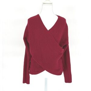 Express Ribbed Faux Wrap Sweater Burgundy Red Womens‎ Size M
